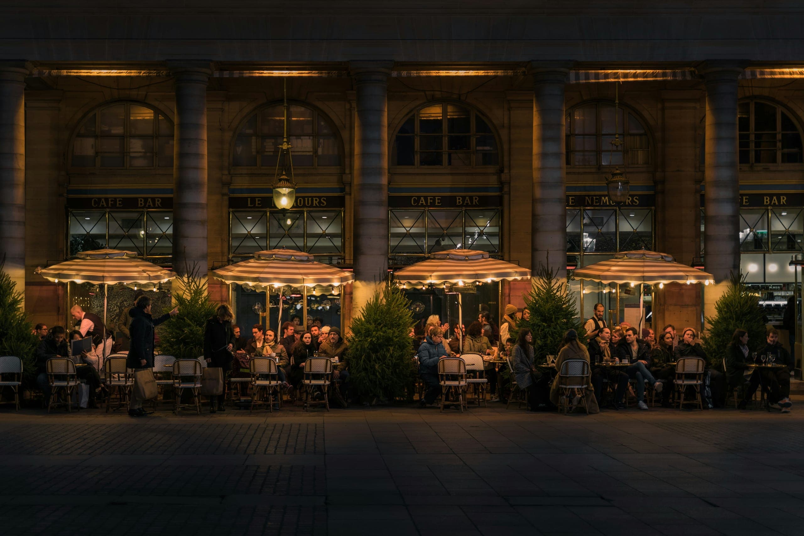 Warmly lit Sanbay Fusion restaurant exterior